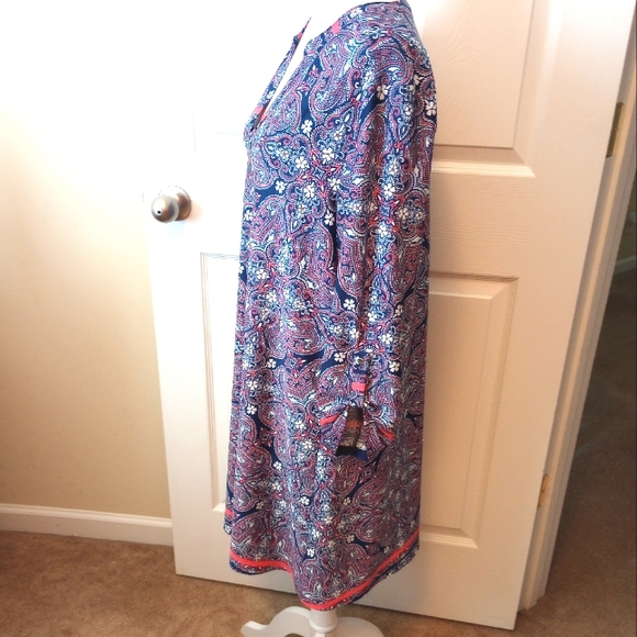 Blue and pink v-neck tunic dress. XL - Picture 3 of 6
